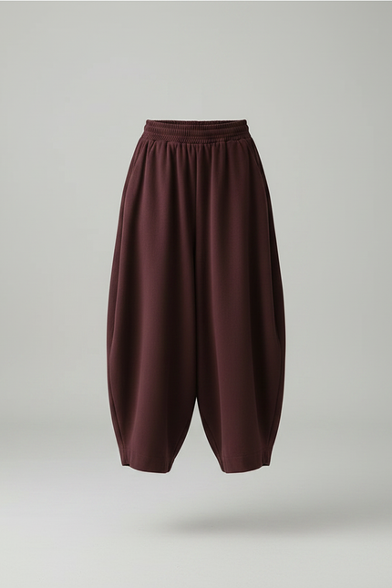 Pantalon Velours Marron Ample Décontracté Harem Femme - Bordeaux - vue 3