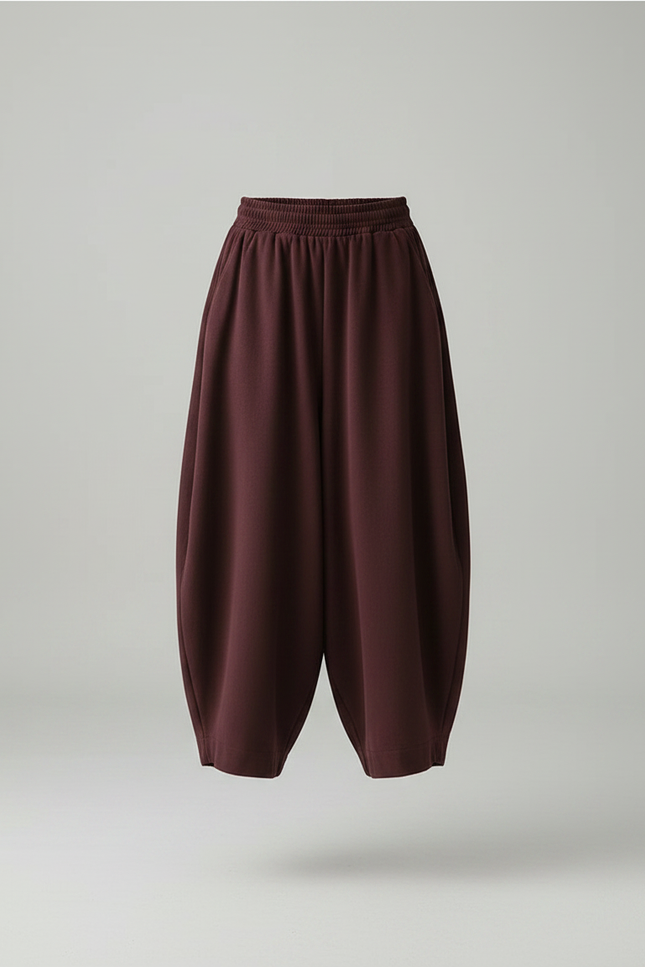 Pantalon Velours Marron Ample Décontracté Harem Femme - Bordeaux - vue 3