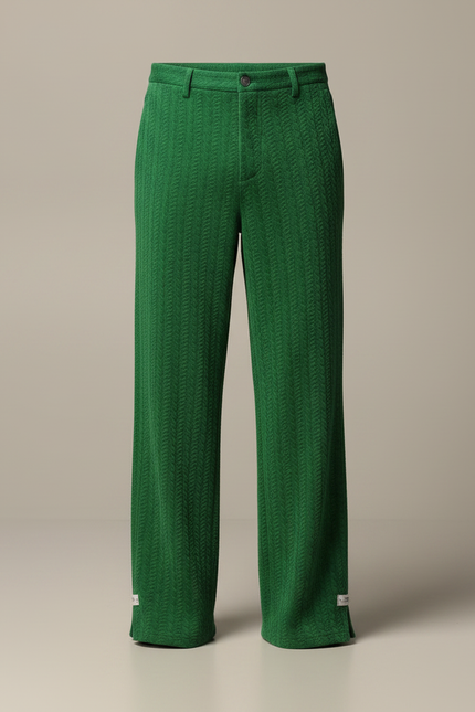 Pantalon Velours Vert Émeraude Ample Chevron Homme - vue 3