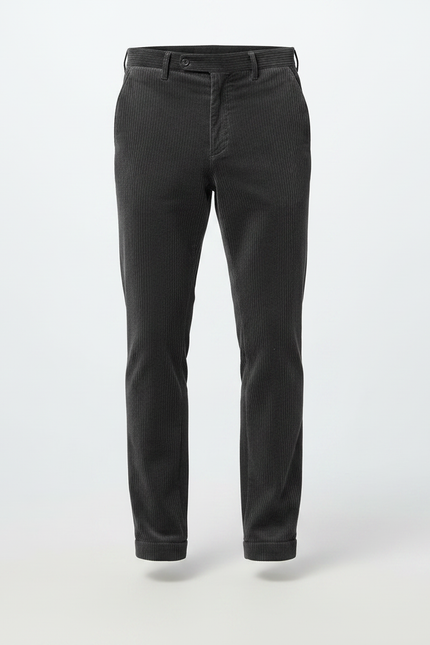 Pantalon Velours Côtelé Homme Gris Foncé Slim Élégant - Cordé - vue 3