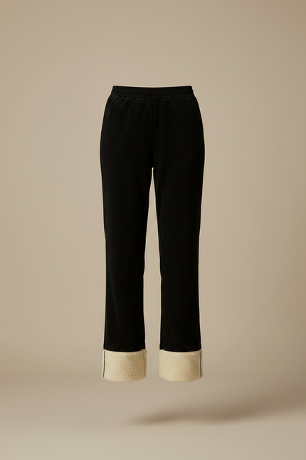 Pantalon Velours Noir Côtelé Doublé Moelleux Femme - Cordé - vue 3