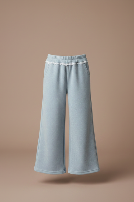 Pantalon Velours Large Bleu Clair Enfant Doux - vue 3