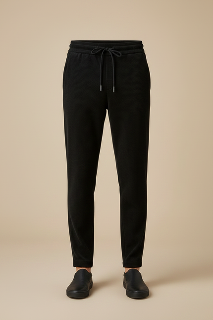 Pantalon Velours Noir Côtelé Cordon Décontracté Homme - vue 3
