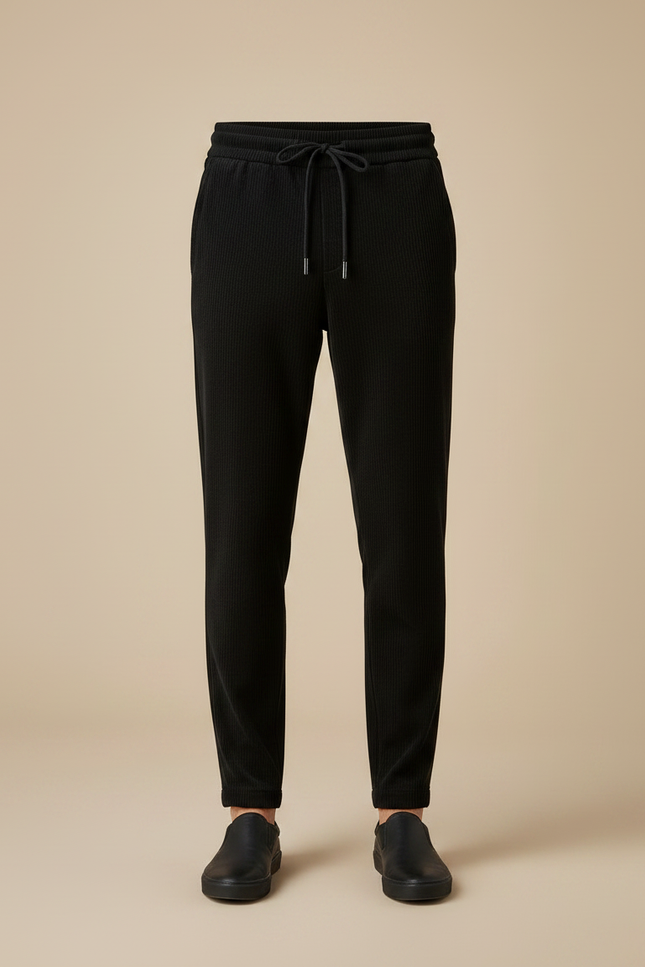 Pantalon Velours Noir Côtelé Cordon Décontracté Homme - vue 3