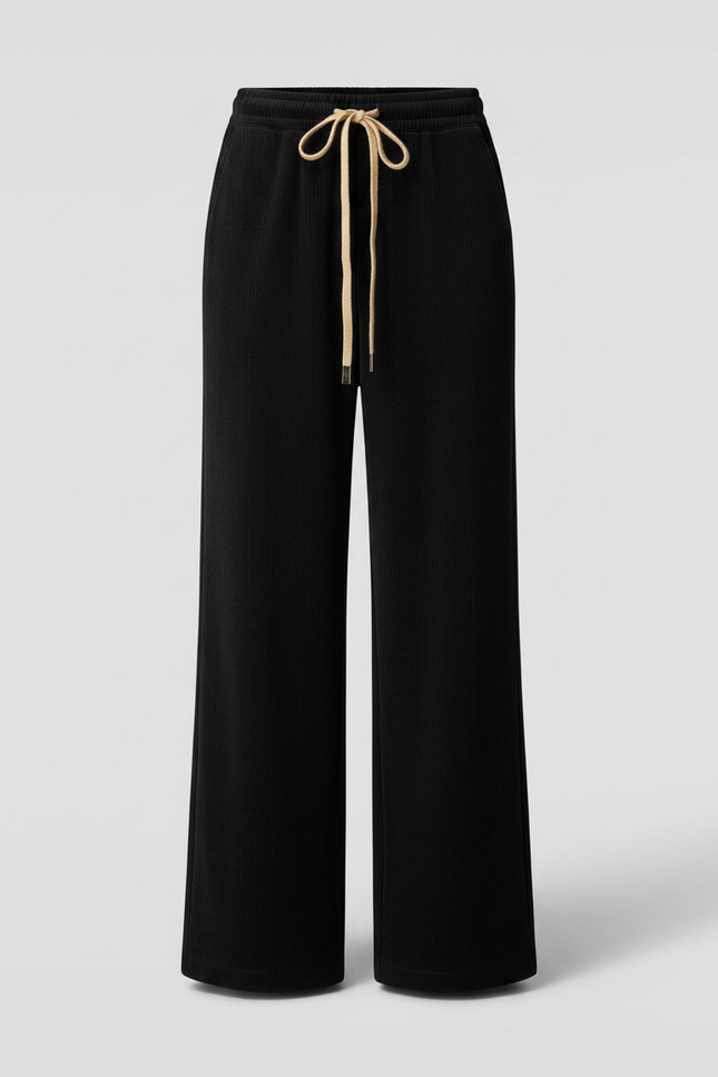 Pantalon Velours Noir Côtelé Ample Décontracté Femmes - Cordé - vue 3