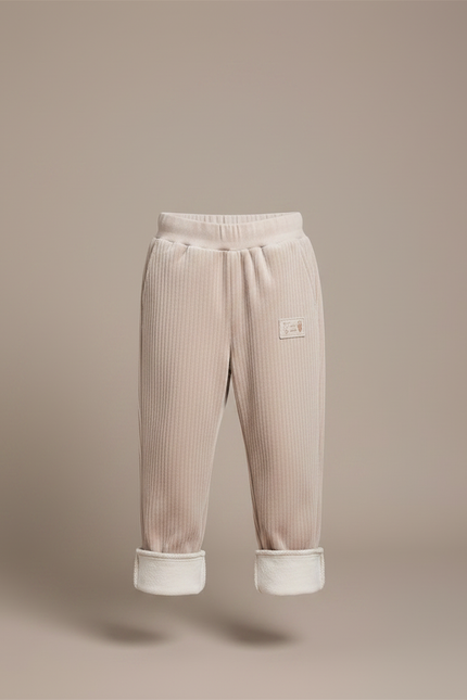 Pantalon Velours Enfant Côtelé Doublé Chaud Beige - Cordé - vue 3