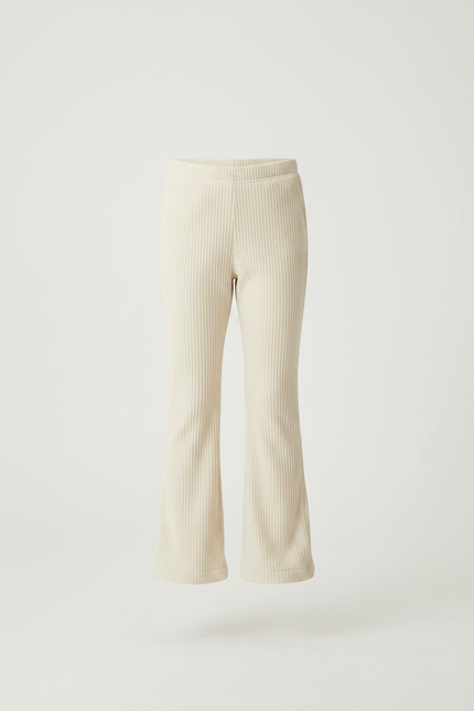 Pantalon Velours Crème Côtelé Ample Fille Confortable - Beige Cordé - vue 3