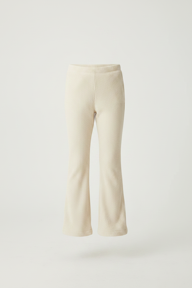 Pantalon Velours Crème Côtelé Ample Fille Confortable - Beige Cordé - vue 3