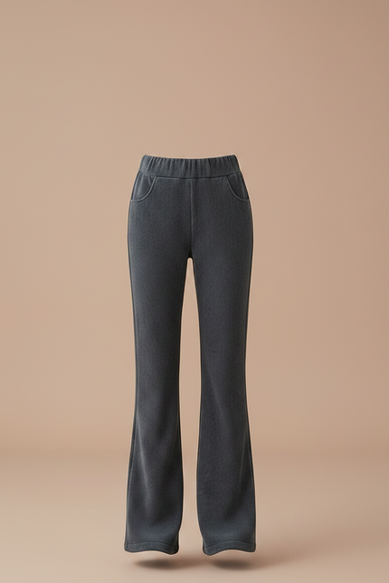 Pantalon Velours Gris Évasé Côtelé Élastiqué Enfant - vue 3
