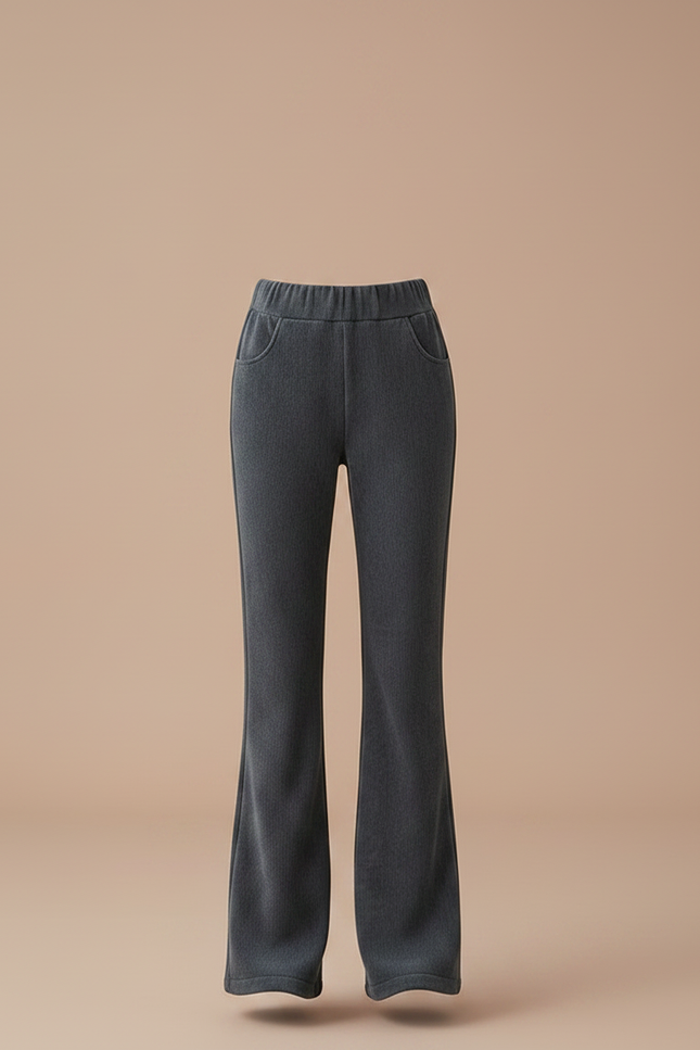 Pantalon Velours Gris Évasé Côtelé Élastiqué Enfant - vue 3