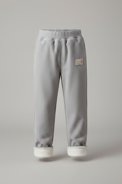 Pantalon Velours Côtelé Gris Enfant Doublé Chaud - vue 3