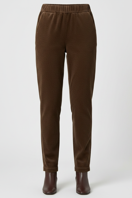 Pantalon Velours Coton Femme - Marron Cordé - vue 3
