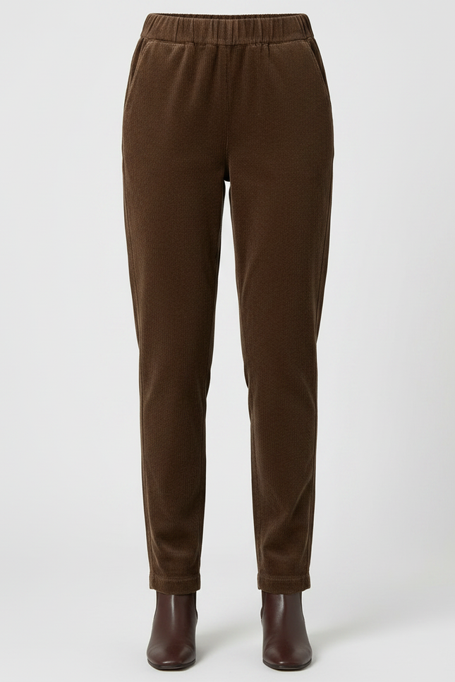 Pantalon Velours Coton Femme - Marron Cordé - vue 3