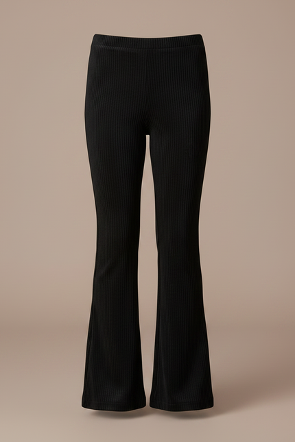 Pantalon Velours Côtelé Noir Évasé Confortable Fille - Cordé - vue 3