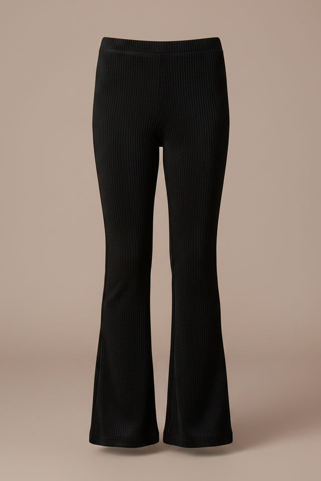 Pantalon Velours Côtelé Noir Évasé Confortable Fille - Cordé - vue 3