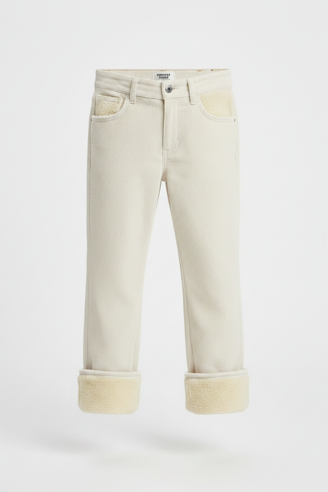 Pantalon Velours Côtelé Doublé Chaud Enfant - Beige Cordé - vue 3