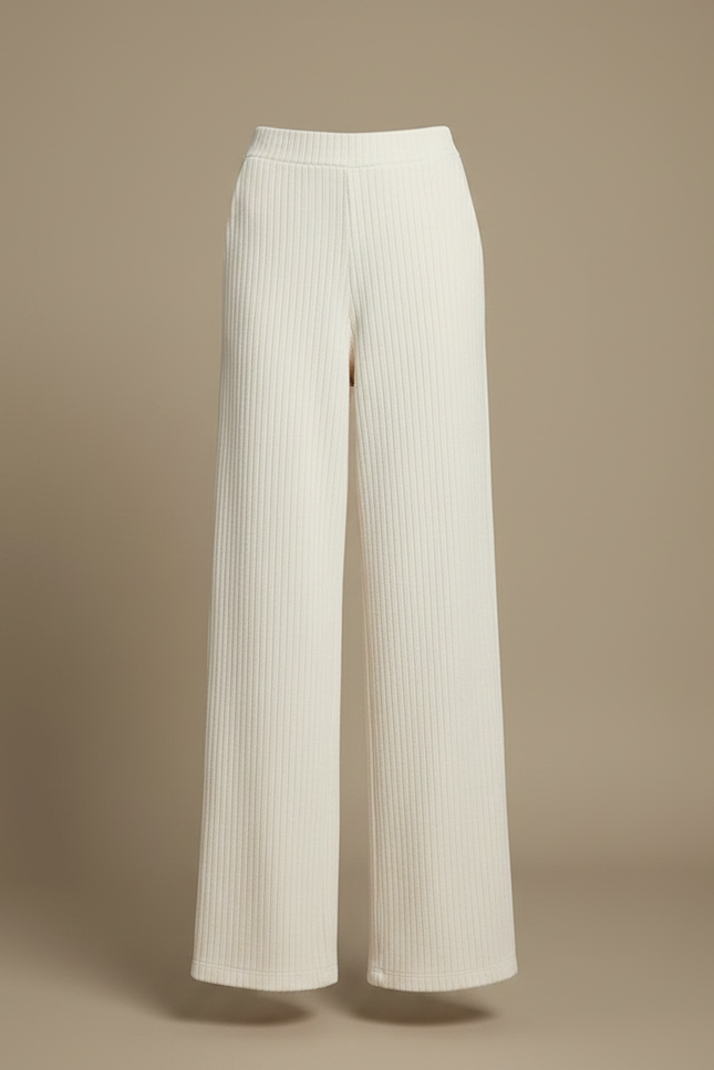 Pantalon Velours Côtelé Blanc Cassé Ample Décontracté Élégant - Cordé - vue 3