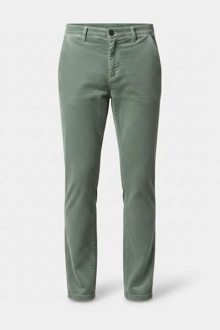 Pantalon Velours Côtelé Vert Droit Homme Chic - Cordé - vue 3