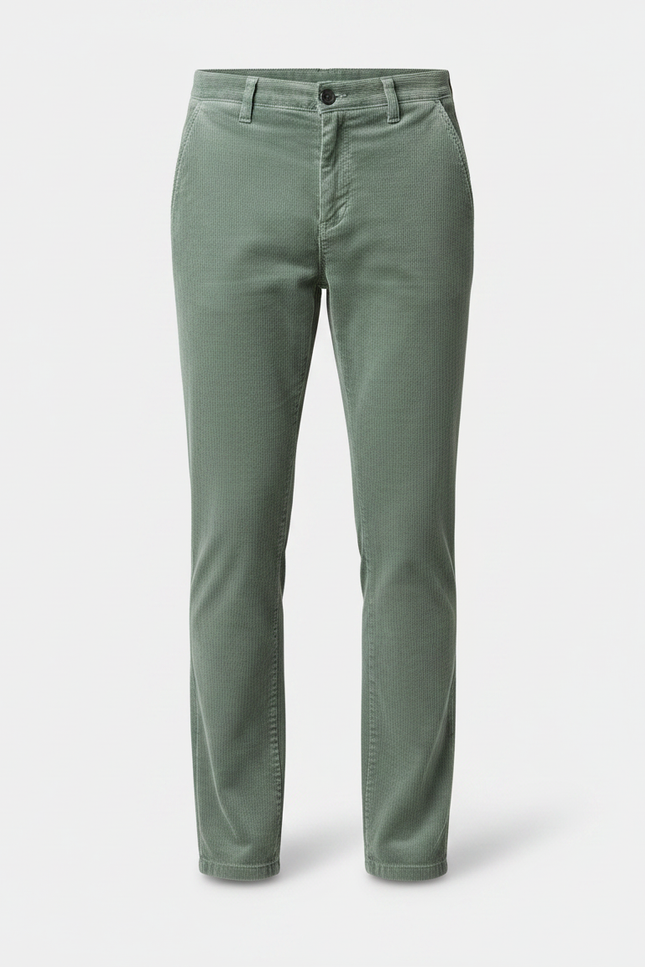Pantalon Velours Côtelé Vert Droit Homme Chic - Cordé - vue 3