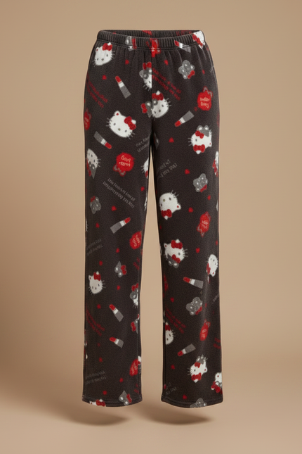 Pantalon Velours Gris Imprimé Hello Kitty Ample Chaud - vue 3