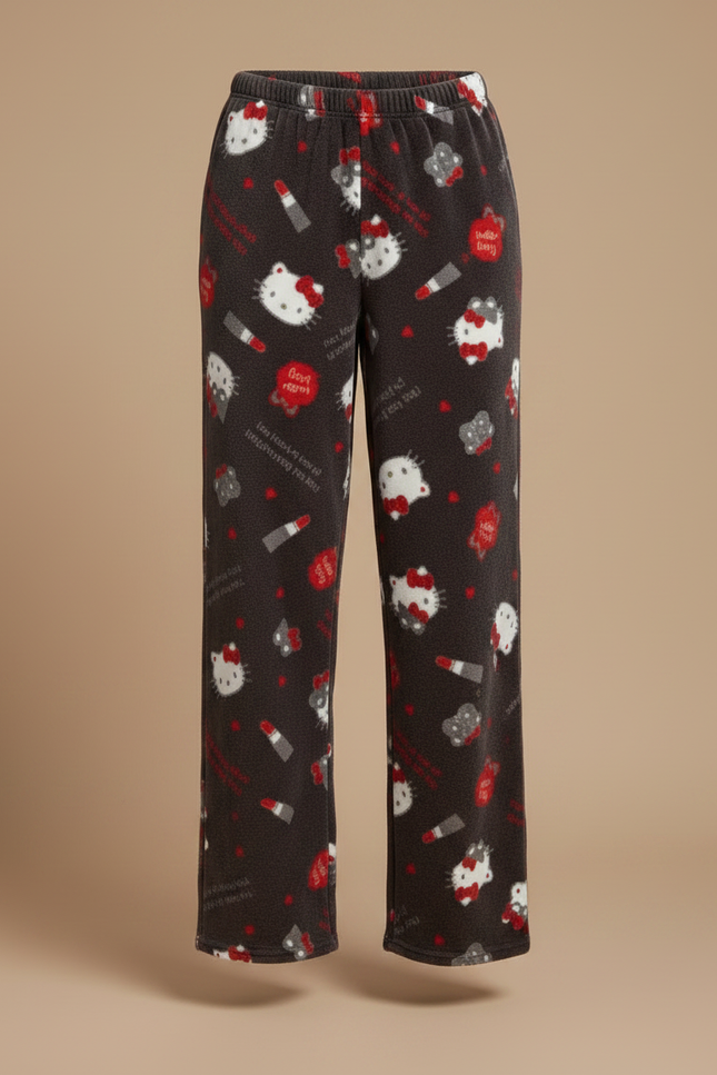 Pantalon Velours Gris Imprimé Hello Kitty Ample Chaud - vue 3