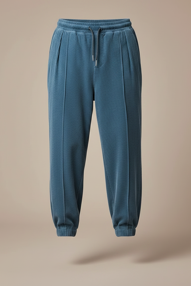 Pantalon Velours Bleu Canard - Cordé - vue 3