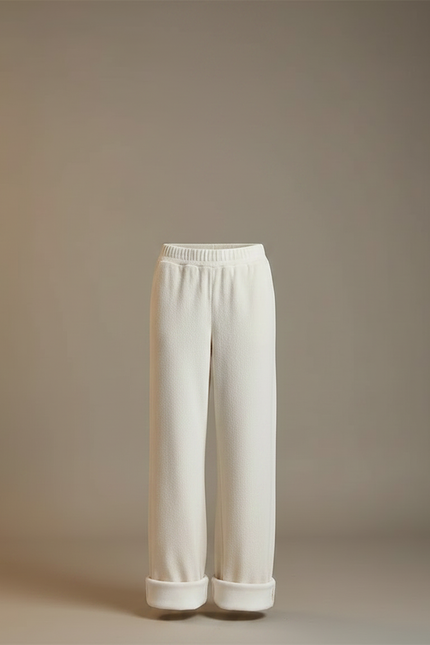 Pantalon Velours Crème Ample Doublé Polaire Hiver - Beige - vue 3