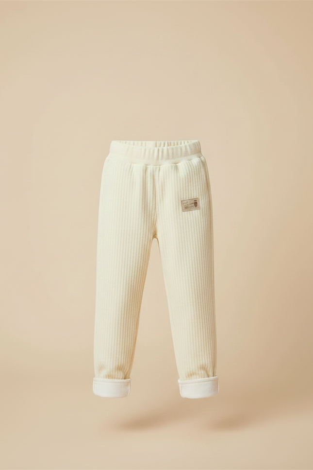 Pantalon Velours Enfant Côtelé Doublé Chaud Crème - Beige Cordé - vue 3