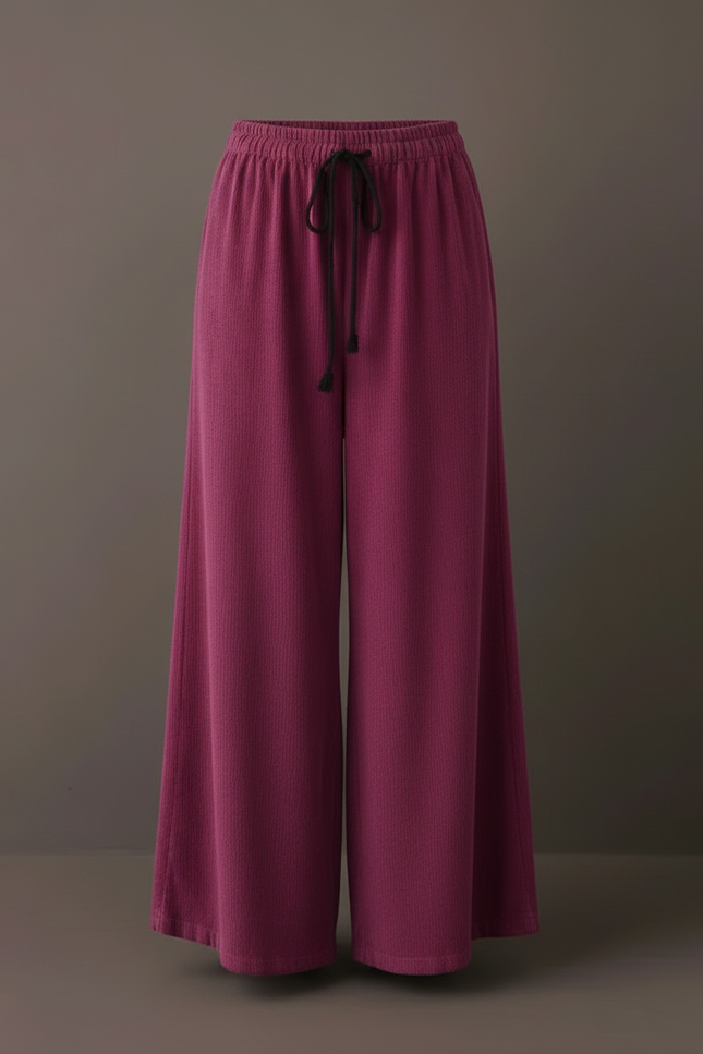 Pantalon Velours Bordeaux Ample Décontracté Cordon Femme - Cordé - vue 3