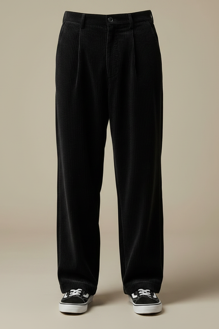 Pantalon Velours Noir Ample Côtelé Décontracté Homme - Cordé - vue 3