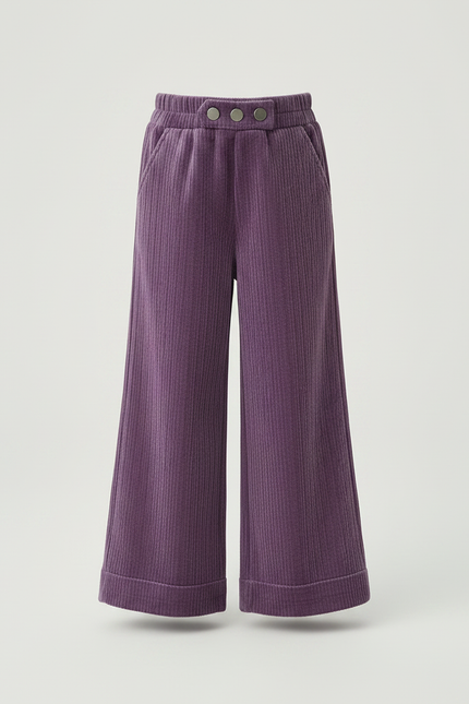 Pantalon Velour Violet - Cordé - vue 3