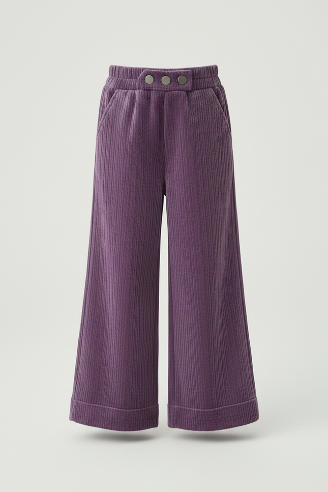 Pantalon Velour Violet - Cordé - vue 3