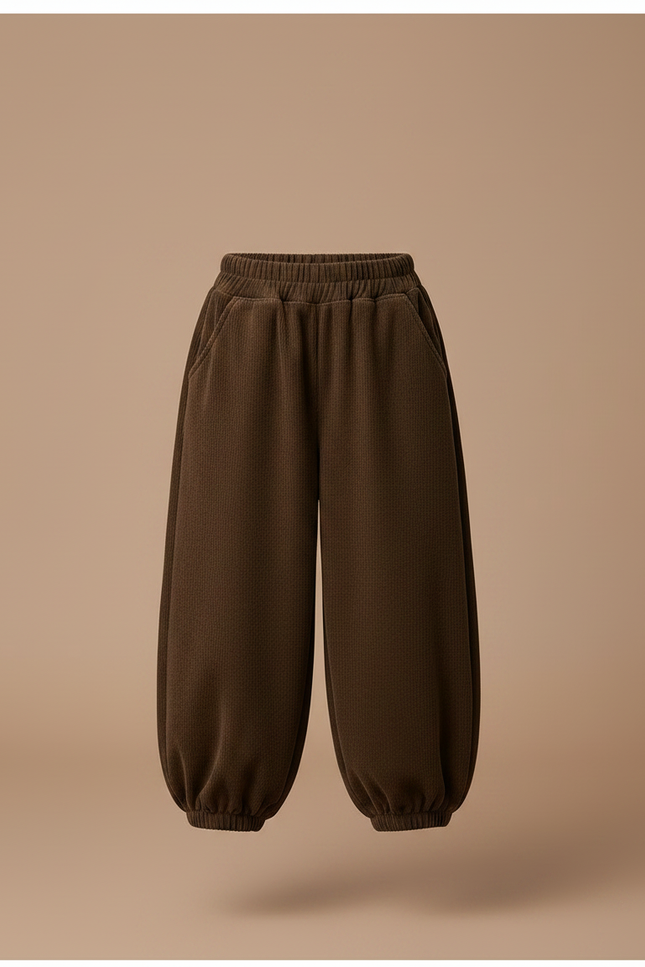 Pantalon Velours Marron Côtelé Ample Décontracté Enfant - Cordé - vue 3