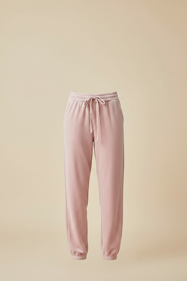 Pantalon Velours Rose Ample Confortable Cordon Femme - vue 3