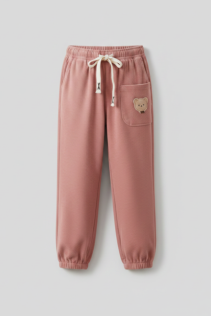 Pantalon Velours Rose Côtelé Ample Brodé Enfant - Cordé - vue 3
