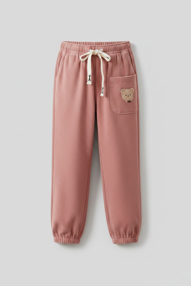 Pantalon Velours Rose Côtelé Ample Brodé Enfant - Cordé - vue 3