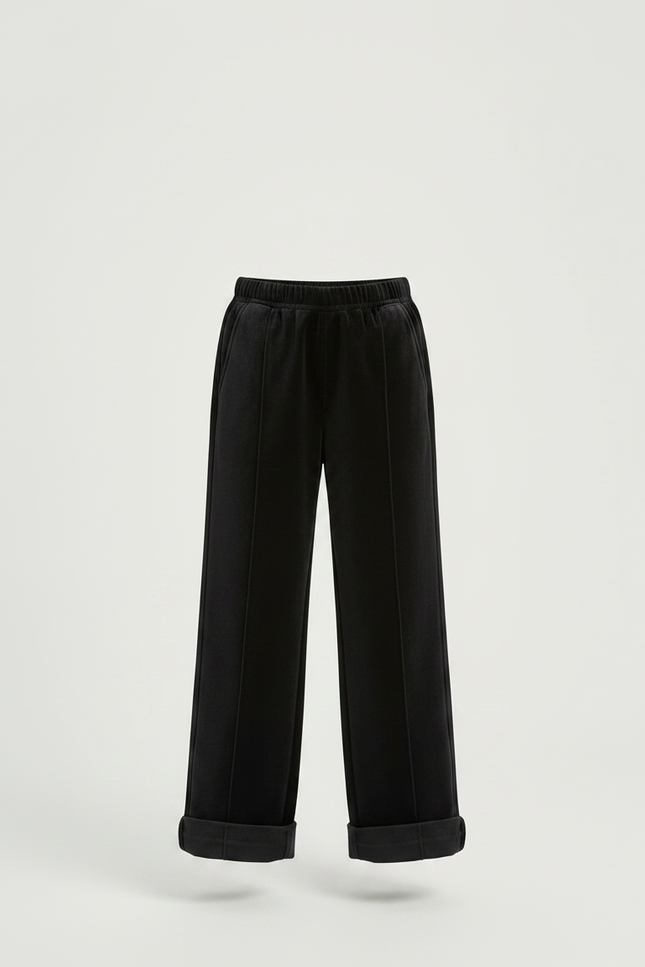 Pantalon Velours Noir Ample Fille Décontracté Hiver - vue 3