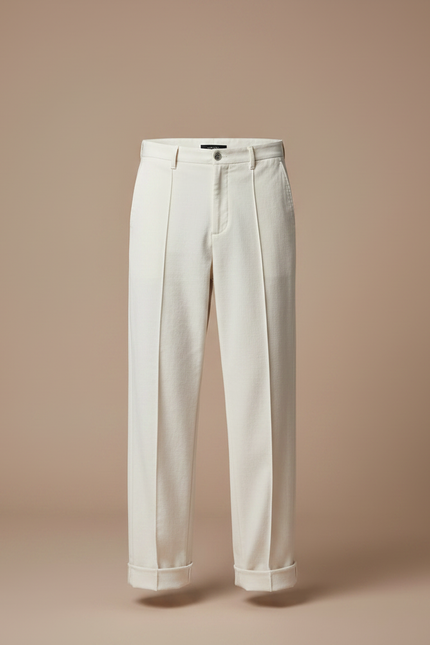 Pantalon Velours Homme Droit Ample Écru Décontracté - Beige Cordé - vue 3