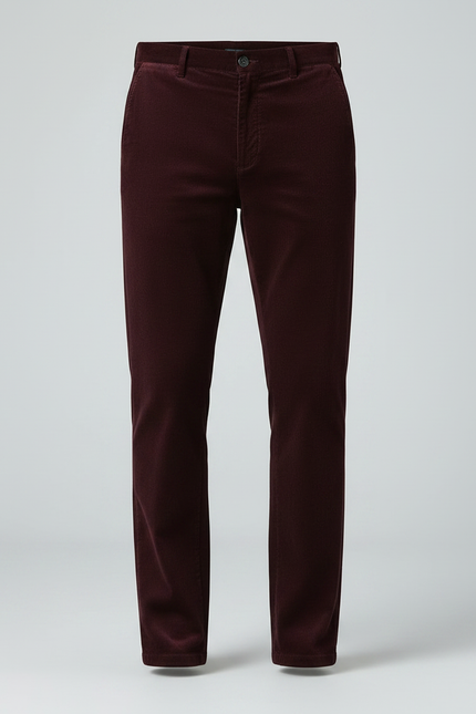 Pantalon Velours Bordeaux Côtelé Droit Homme Décontracté - Cordé - vue 3
