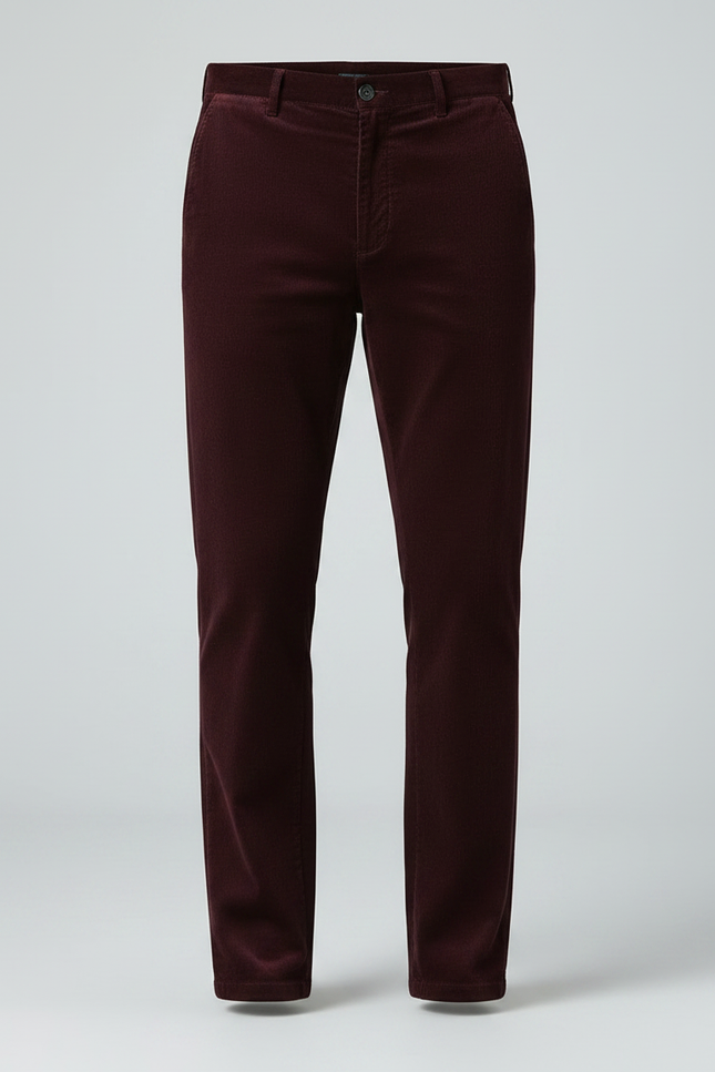 Pantalon Velours Bordeaux Côtelé Droit Homme Décontracté - Cordé - vue 3