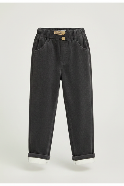 Pantalon Velours Côtelé Ample Décontracté Enfant - Gris Cordé - vue 3