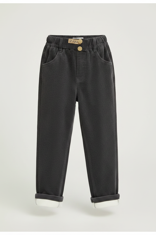 Pantalon Velours Côtelé Ample Décontracté Enfant - Gris Cordé - vue 3