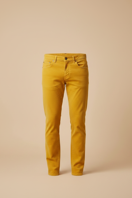 Pantalon Velours Jaune Côtelé Slim Homme - Cordé - vue 3