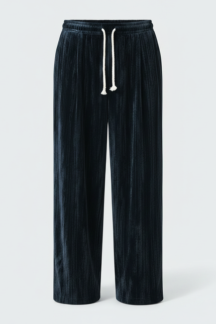 Pantalon Velour Homme Large - Marine Velours - vue 3