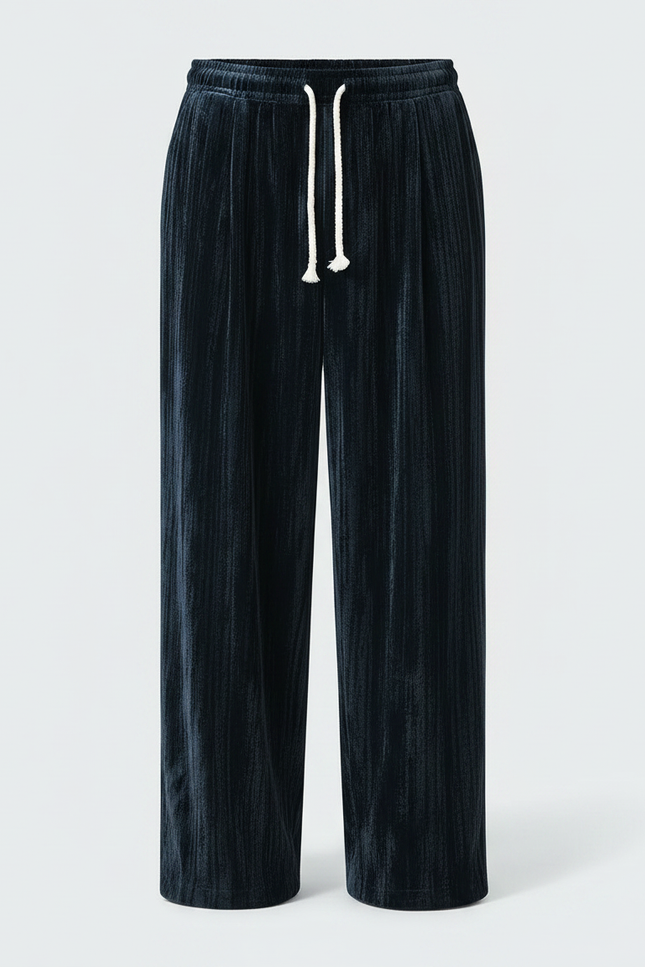 Pantalon Velour Homme Large - Marine Velours - vue 3
