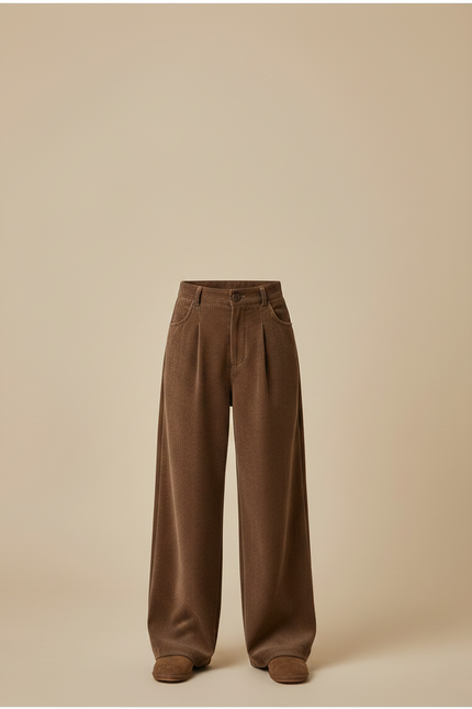 Pantalon Velours Marron Ample Côtelé Garçon Hiver - Cordé - vue 3