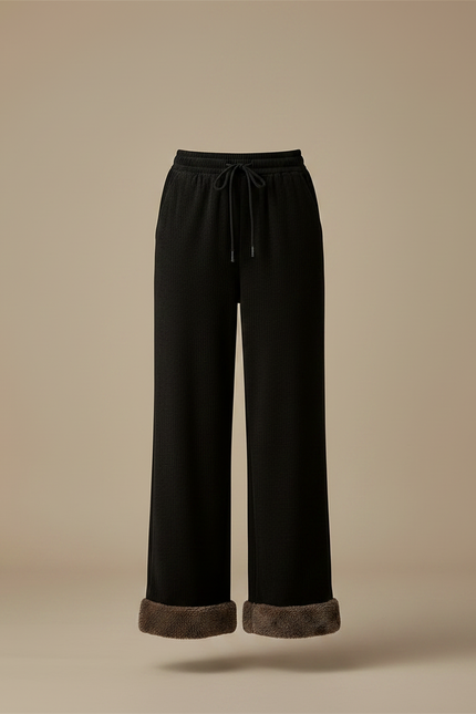 Pantalon Velours Noir Large Doublé Chaud Femme - vue 3