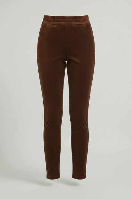 Pantalon Velours Skinny - Marron Cordé - vue 3