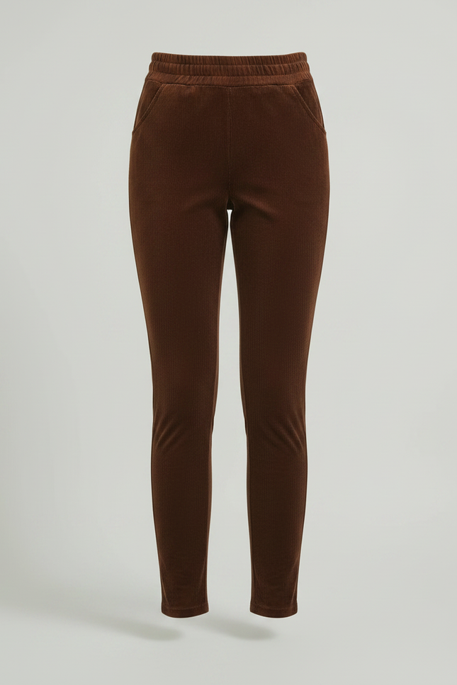Pantalon Velours Skinny - Marron Cordé - vue 3