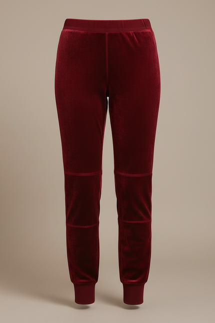 Pantalon Velours Bordeaux Jambes Fuselées Doux Hiver - vue 3